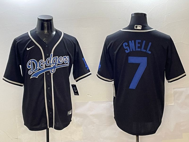 Men Los Angeles Dodgers 7 Snell Black Fashion Game 2025 Nike MLB Jersey style 4